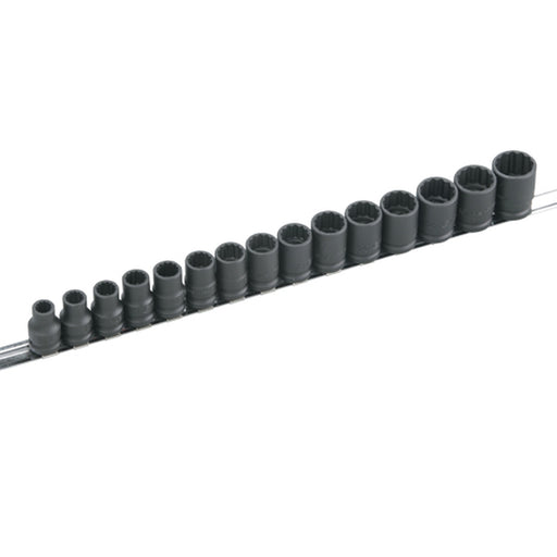 Genius Tools 15pc Metric Thin Wall Impact Socket Set(12-Point) (CR-Mo)  - 1/2" Drive