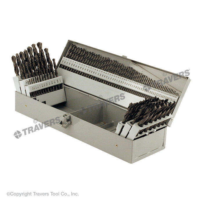TTC PRODUCTION A3789 1/16" to 1/2" by 64ths, #1 to #60, A to Z 118° Black Oxide High Speed Steel Jobbers Length Drill Set