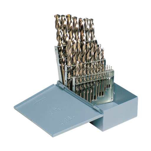 RUSHMORE USA TOA37-CO 1/16" to 1/2" by 64ths 135° Bright M35 5% Cobalt Jobbers Length Drill Set