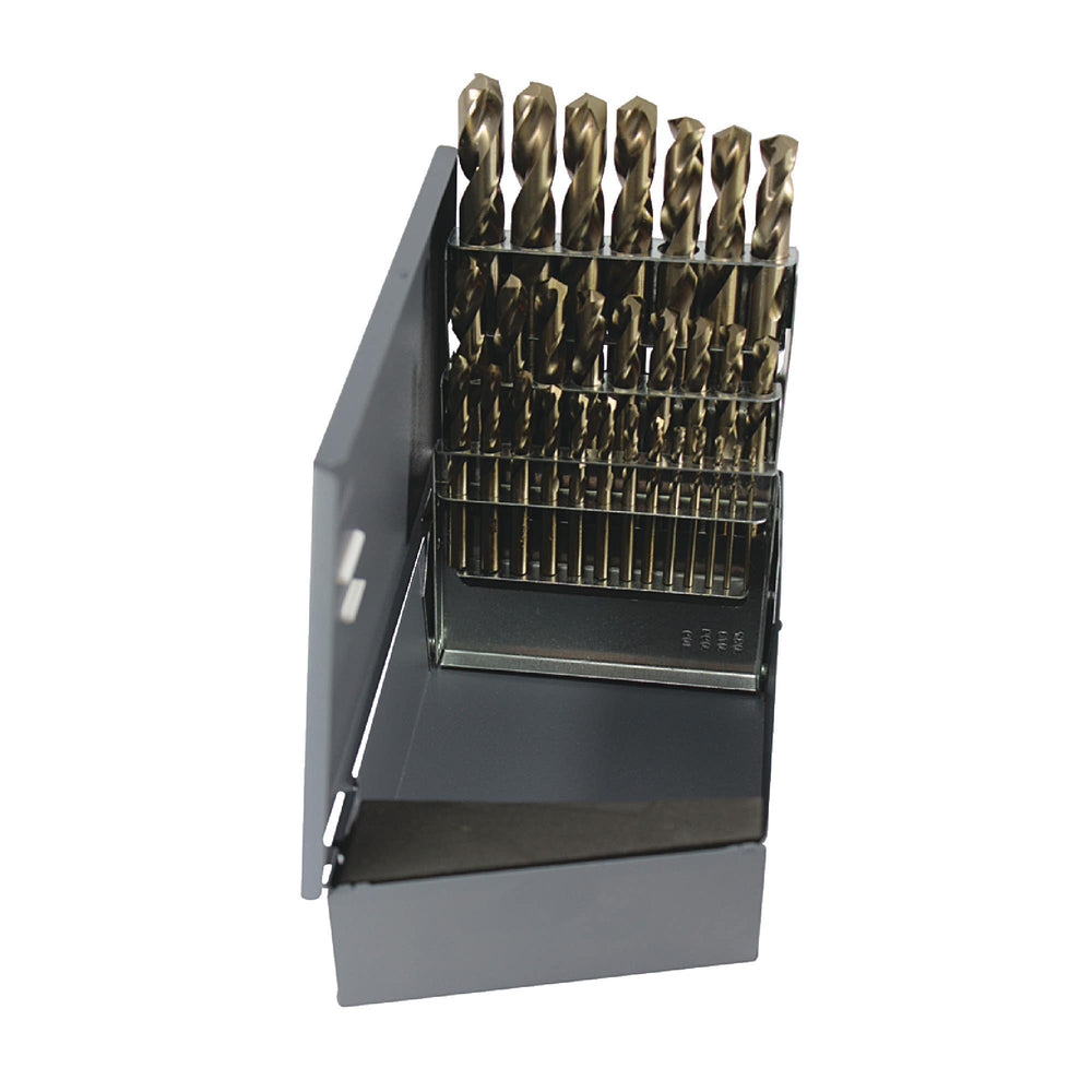 RUSHMORE USA RM29CO 1/16" to 1/2" by 64ths Size, 135°, Cobalt Screw Machine Length Stub Drills Set