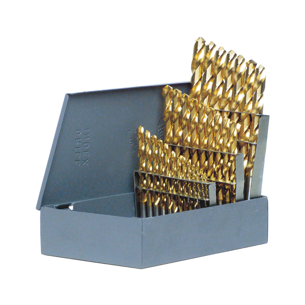 RUSHMORE USA A3789-TiCN 1/16" to 1/2" by 64ths, #1 to #60, A to Z 118° TiCN High Speed Steel Jobbers Length Drill Set