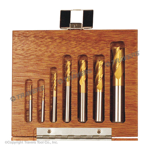RUSHMORE USA 100457 1/16" to 1/2" Size, 4 Flute, Square End Solid Carbide End Mill Set