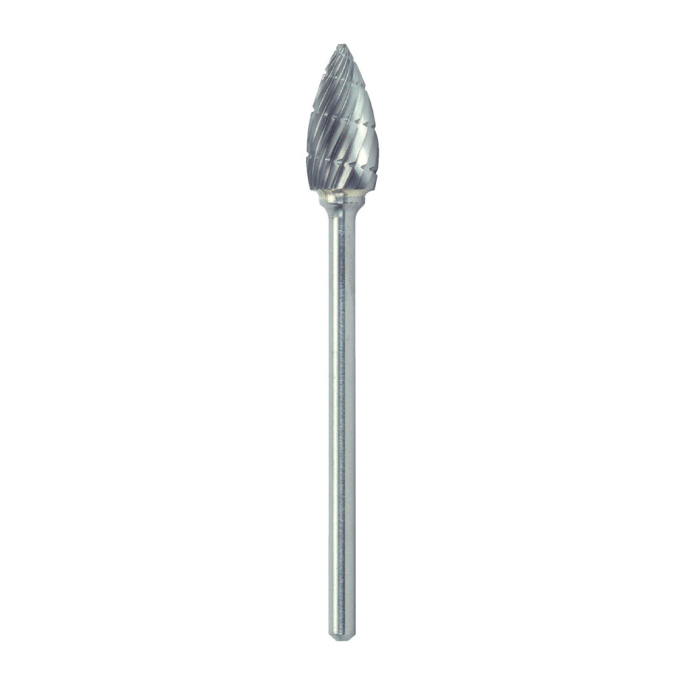 RUSHMORE USA 102633 1/4" .0925" Shank Diam., Swiss Cut Flame Rotary Bur
