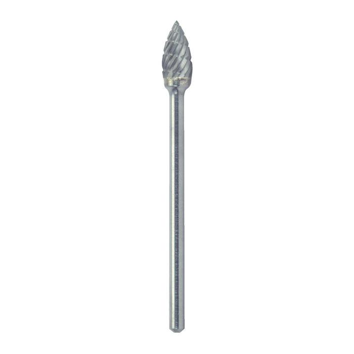 RUSHMORE USA 102634 3/16" .0925" Shank Diam., Swiss Cut Tree-Pointed End Rotary Bur