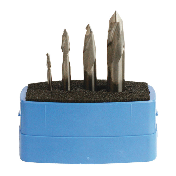 RUSHMORE USA 102689 1/8", 1/4", 3/8", 1/2" Size, 1/2", 3/4", 1" LOC, 2 Flute, 90° Point Angle, Solid Carbide Drill Mill