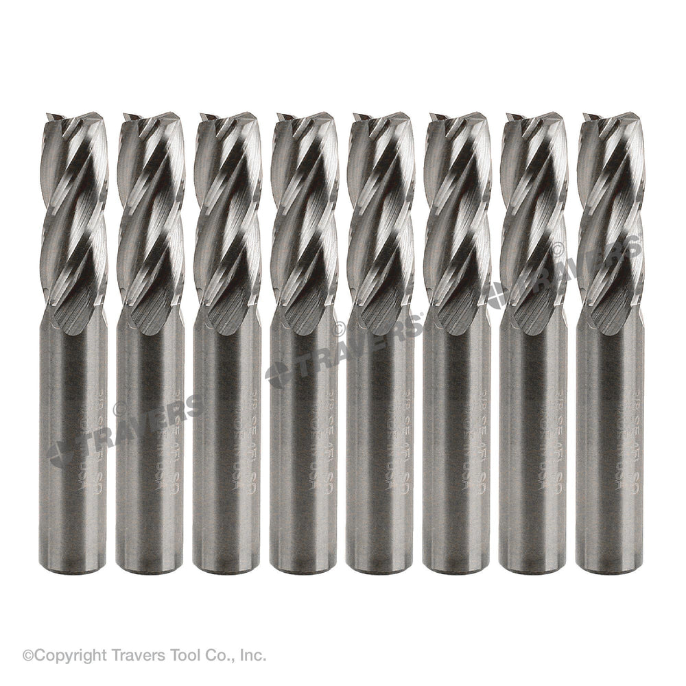 RUSHMORE USA 3/8" Size, 7/8" LOC, 4 Flute, Bright Solid Carbide Finishing End Mill