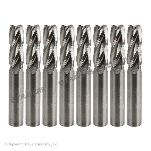 RUSHMORE USA 3/8" Size, 7/8" LOC, 4 Flute, Bright Solid Carbide Finishing End Mill