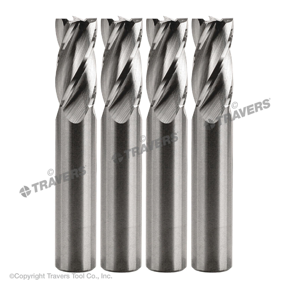 RUSHMORE USA 1/2" Size, 1" LOC, 4 Flute, Bright Solid Carbide Finishing End Mill