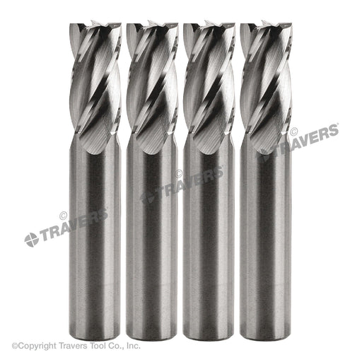 RUSHMORE USA 1/2" Size, 1" LOC, 4 Flute, Bright Solid Carbide Finishing End Mill