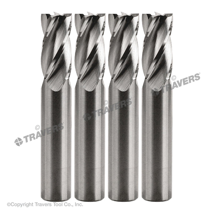 RUSHMORE USA 1/2" Size, 1" LOC, 4 Flute, Bright Solid Carbide Finishing End Mill