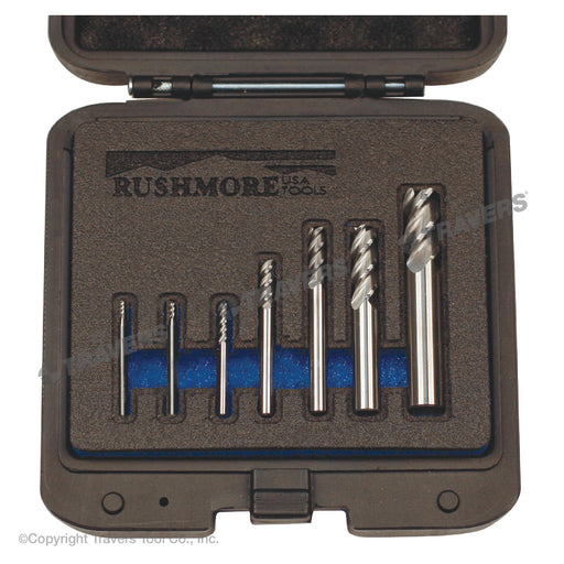 RUSHMORE USA 105800 1/16" to 1/2" Size, 4 Flute, Square End Solid Carbide End Mill Set