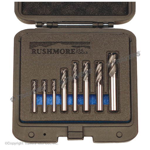 RUSHMORE USA 105802 1/16" to 1/2" Size, 4 Flute, Square End Solid Carbide End Mill Set