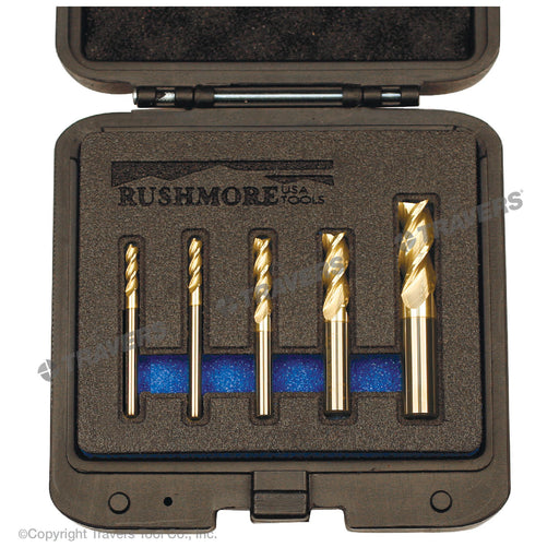 RUSHMORE USA 105803 1/8" to 1/2" Size, 3 Flute, Square End Solid Carbide End Mill Set
