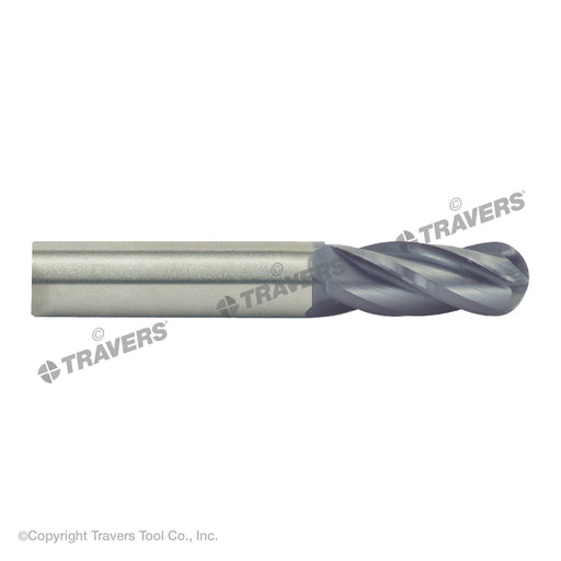 RUSHMORE USA 103524 1/2" Size, 1" LOC, 4 Flute, Solid Carbide Ball End Mill
