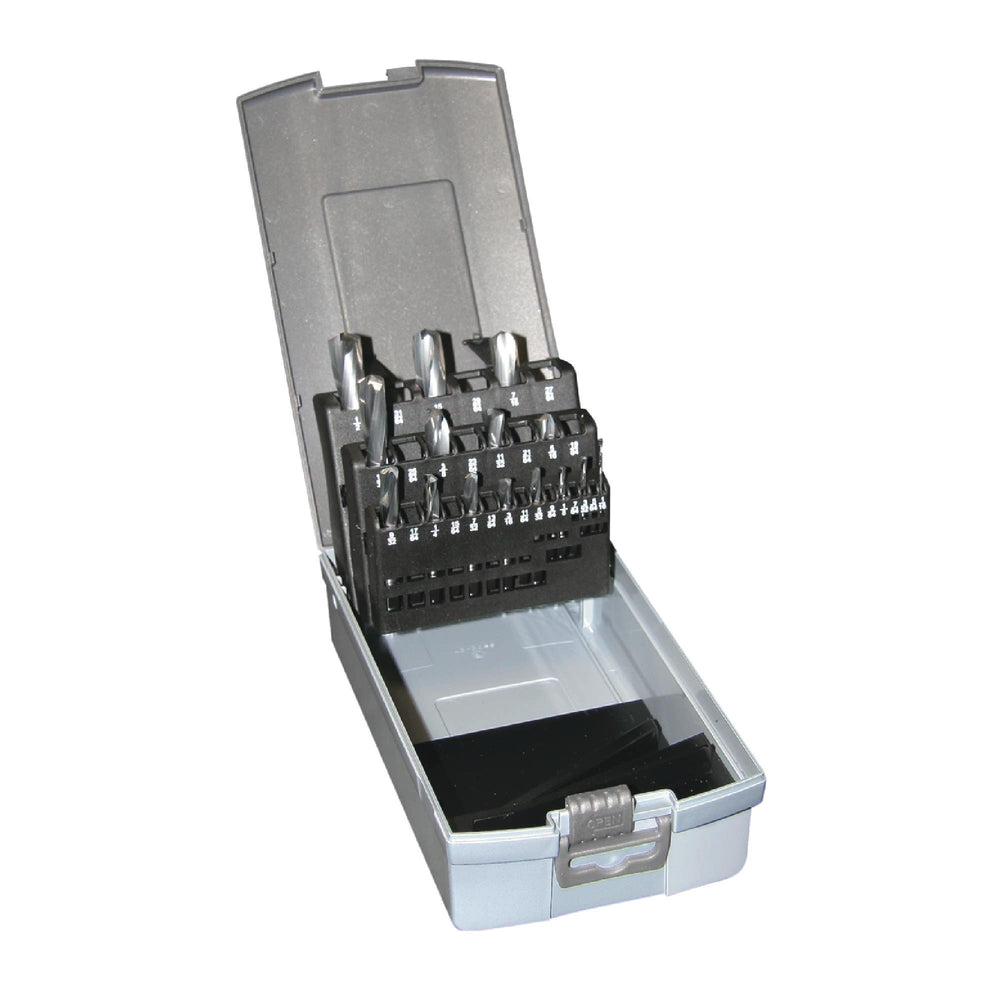 RUSHMORE USA 105716 1/16" to 1/2" by 32nds Size, 135°, Solid Carbide Screw Machine Length Stub Drills Set