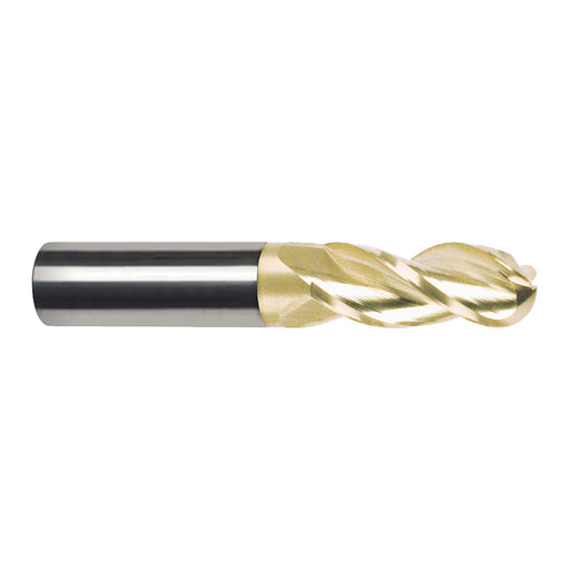 RUSHMORE USA 315285 1/2" Size, 1-1/4" LOC, 3 Flute, Solid Carbide Ball End Mill