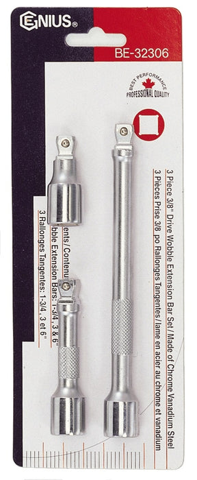 Genius Tools 3pc 3/8" Dr. Wobble Extension Bar Set