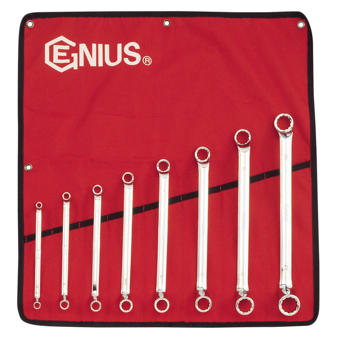 Genius Tools 8pc Metric Double Ended Offset Ring Wrench Set (Mirror Finish)