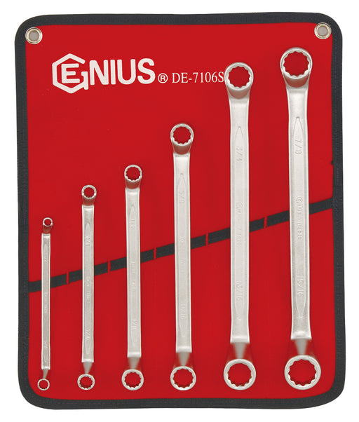 Genius Tools 6pc SAE Double Ended Offset Ring Wrench Set (Matt Finish)