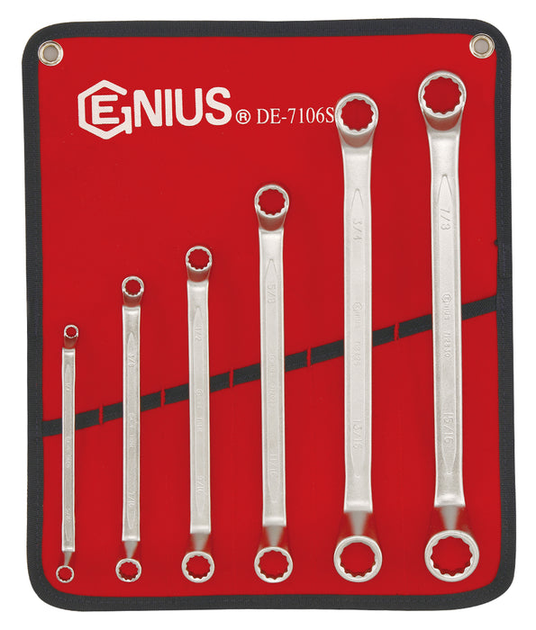 Genius Tools 6pc SAE Double Ended Offset Ring Wrench Set (Matt Finish)