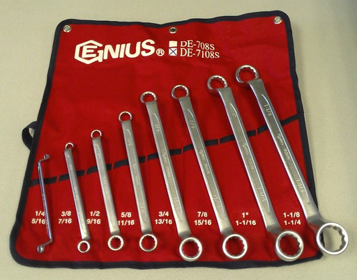 Genius Tools 8pc SAE Double Ended Offset Ring Wrench Set (Matt Finish)