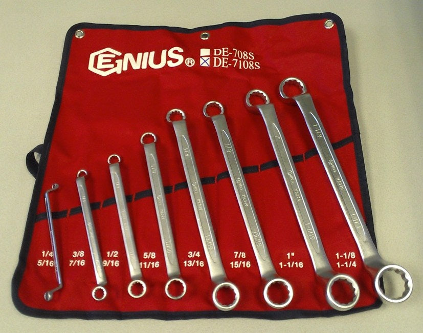 Genius Tools 8pc SAE Double Ended Offset Ring Wrench Set (Matt Finish)