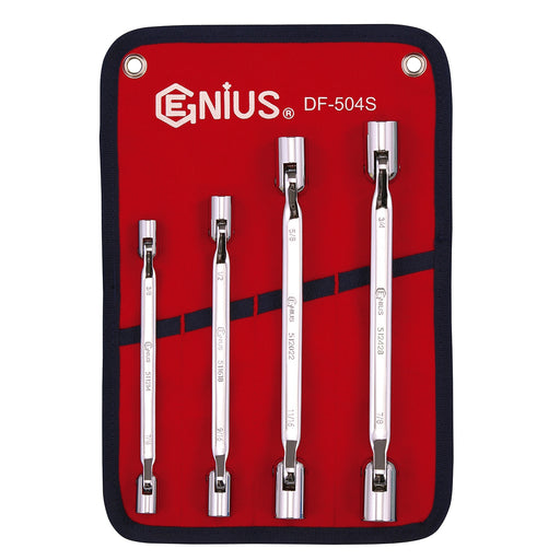 Genius Tools 4pc SAE Double Flexible Socket Wrench Set (Mirror Finish)