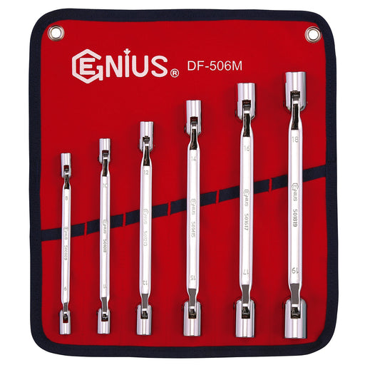 Genius Tools 6pc Metric Double Flexible Socket Wrench Set (Mirror Finish)