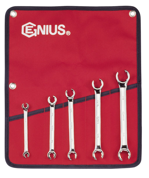 Genius Tools 5pc SAE Flare Nut Wrench Set