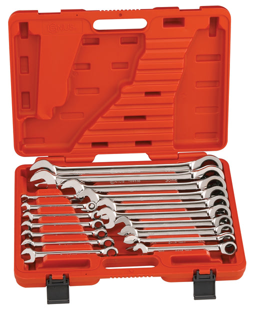 Genius Tools 17pc Metric Combination Ratcheting Wrench Set