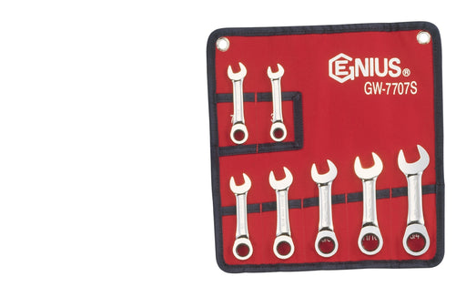 Genius Tools 7pc SAE Stubby Combination Ratcheting Wrench Set