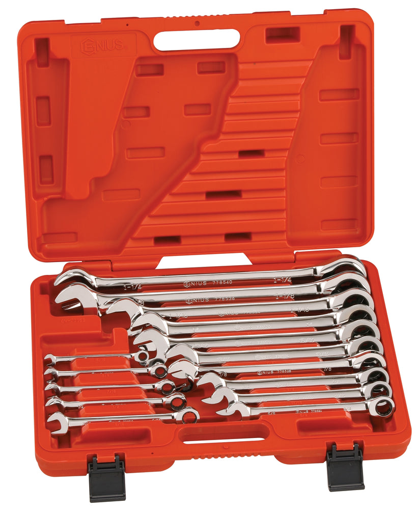 Genius Tools 15pc SAE Combination Ratcheting Wrench Set