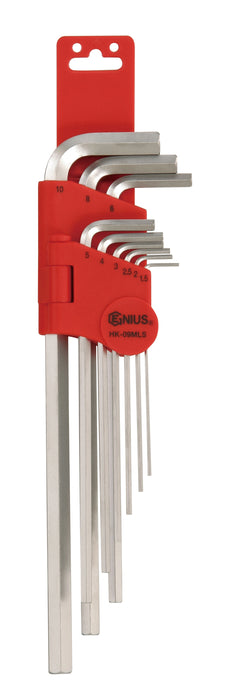 Genius Tools 9pc Metric Long Hex Key Wrench Set (S2 Material)