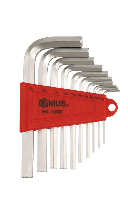 Genius Tools 10pc SAE Hex Wrench Set (S2 Material)