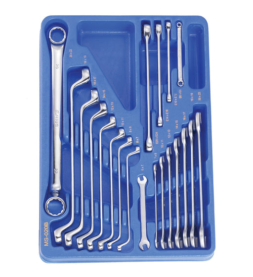 Genius Tools 20pc Metric Offset Box End, Open End & E-Star Wrench Set