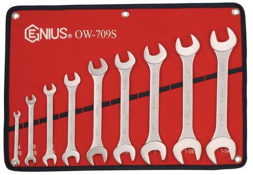 Genius Tools 9pc SAE Open End Wrench Set