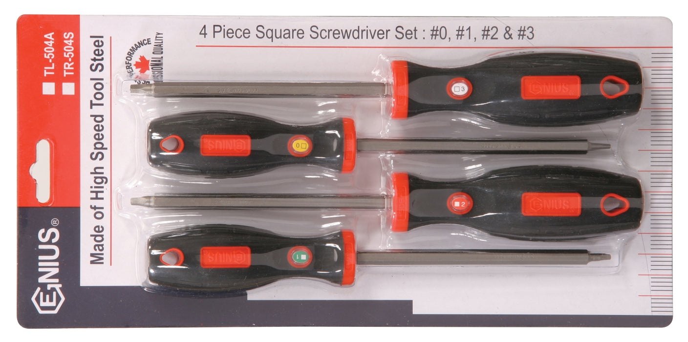 Genius Tools 4pc Square Screwdriver Set