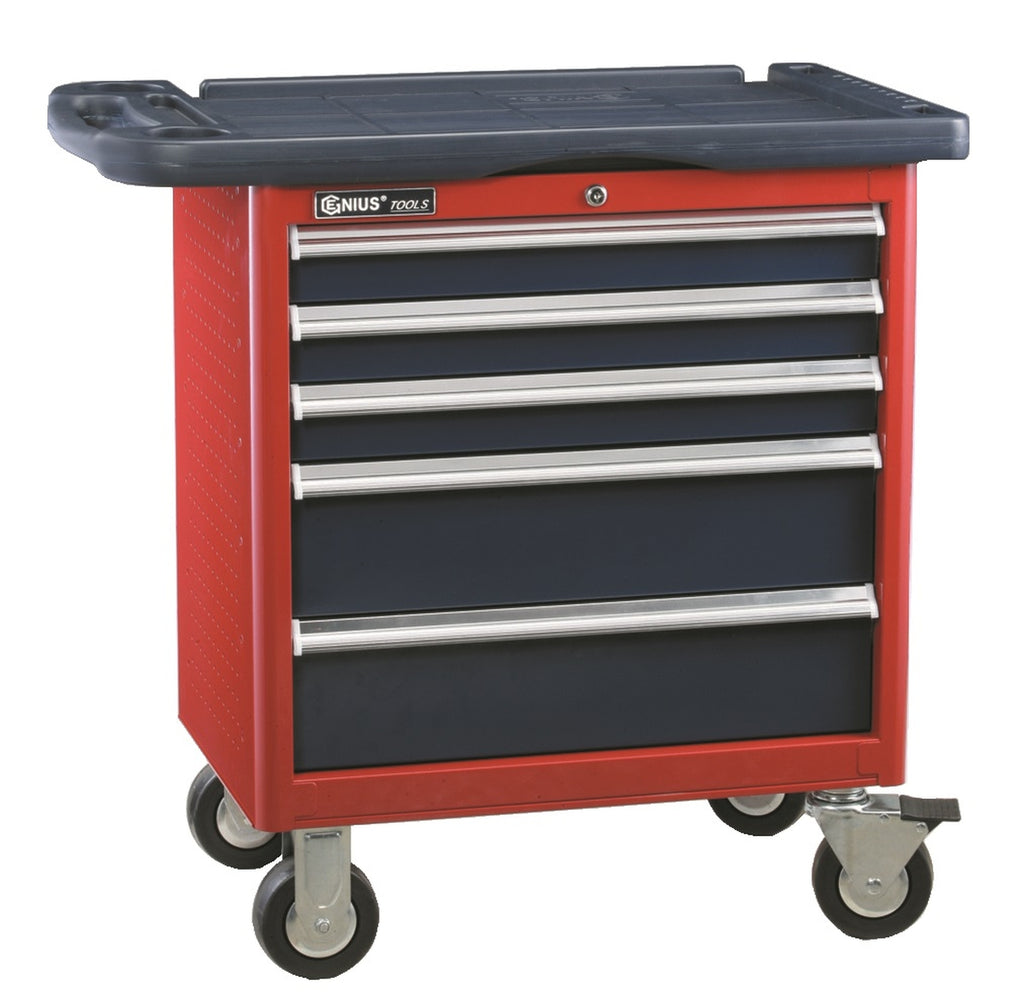 Genius Tools 5 Drawer Roller Cabinet (w/ Top Tray), 686 x 466 x 666mm